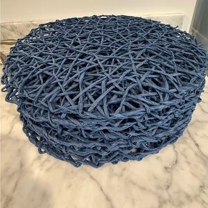 Navy Rafia Charger Placemats set if 14